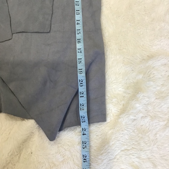 MissLook Women Size Med Faux Suede Slate Gray Drape Jacket Blazer Open Front - Picture 8 of 9